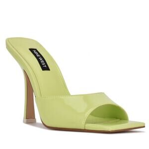 Nine West Aurea Heels 8.5 Green Slide Sandals NWOT Mules Travel Cruise